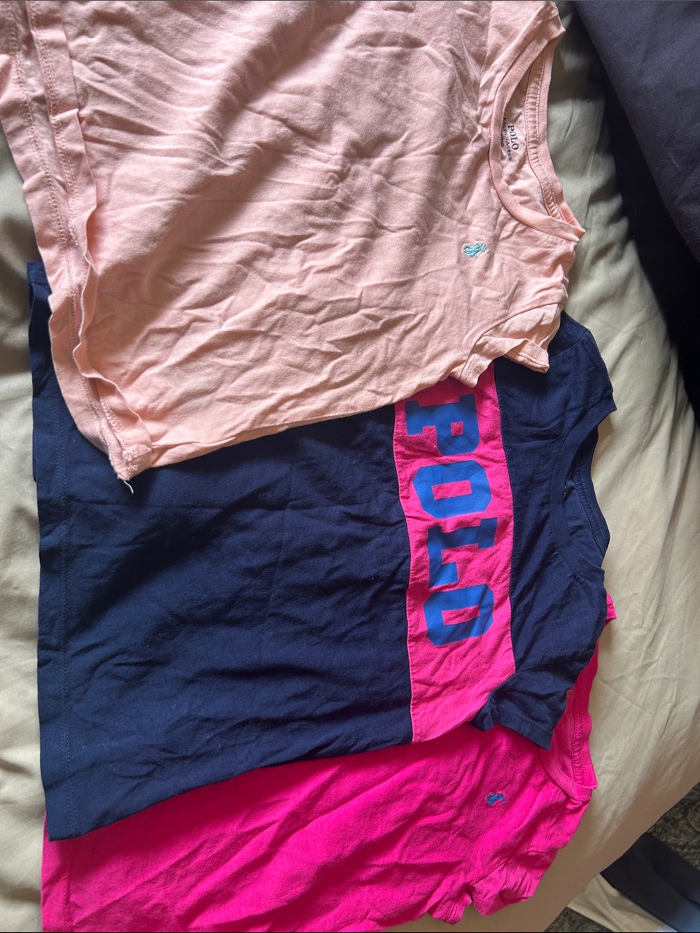 Polo by Ralph Lauren Girls' Pink, Navy & Light Pink Logo Tee Trio